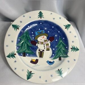 Studio Nova Frosty Snowman Winter Christmas Plate KT405 Rimmed Plate Table Decor